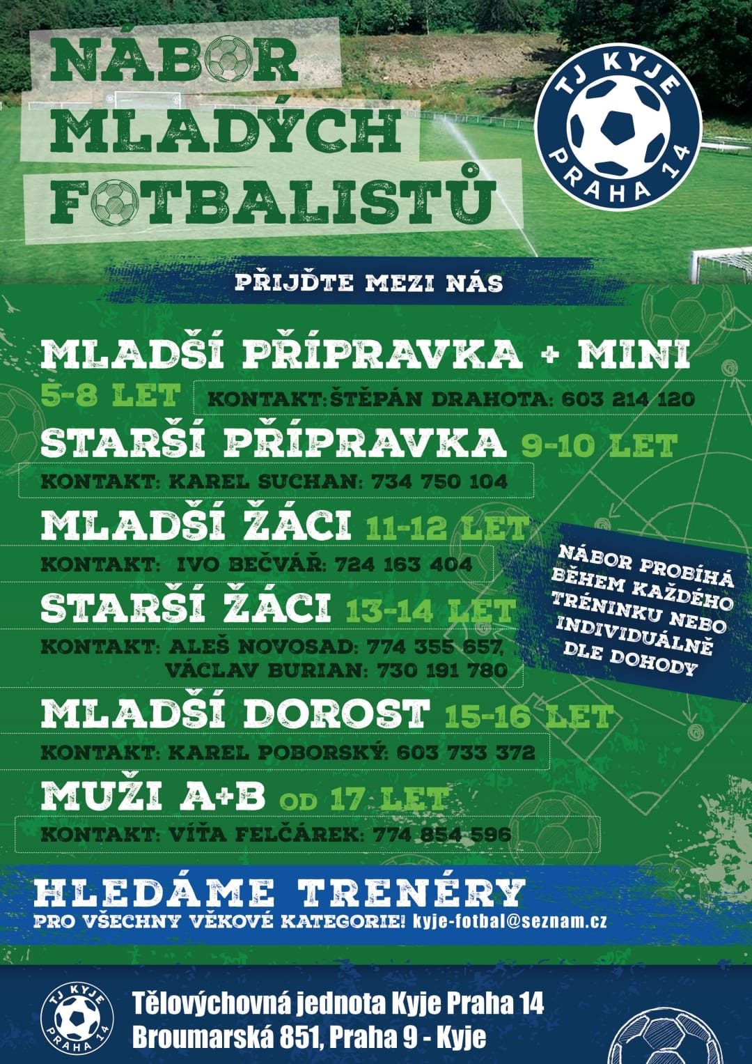 Plakát náboru TJ Kyje